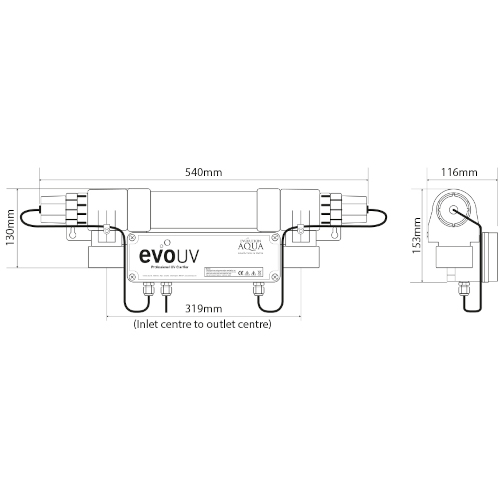 Evolution Aqua Evo UV 15-25 watt dimensions