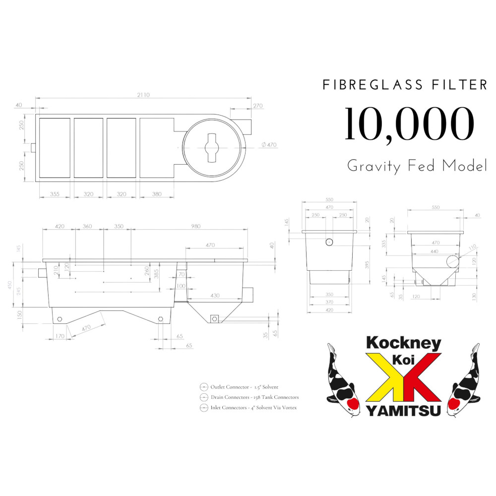 Kockney Koi 10000V Fibreglass Filter dimensions
