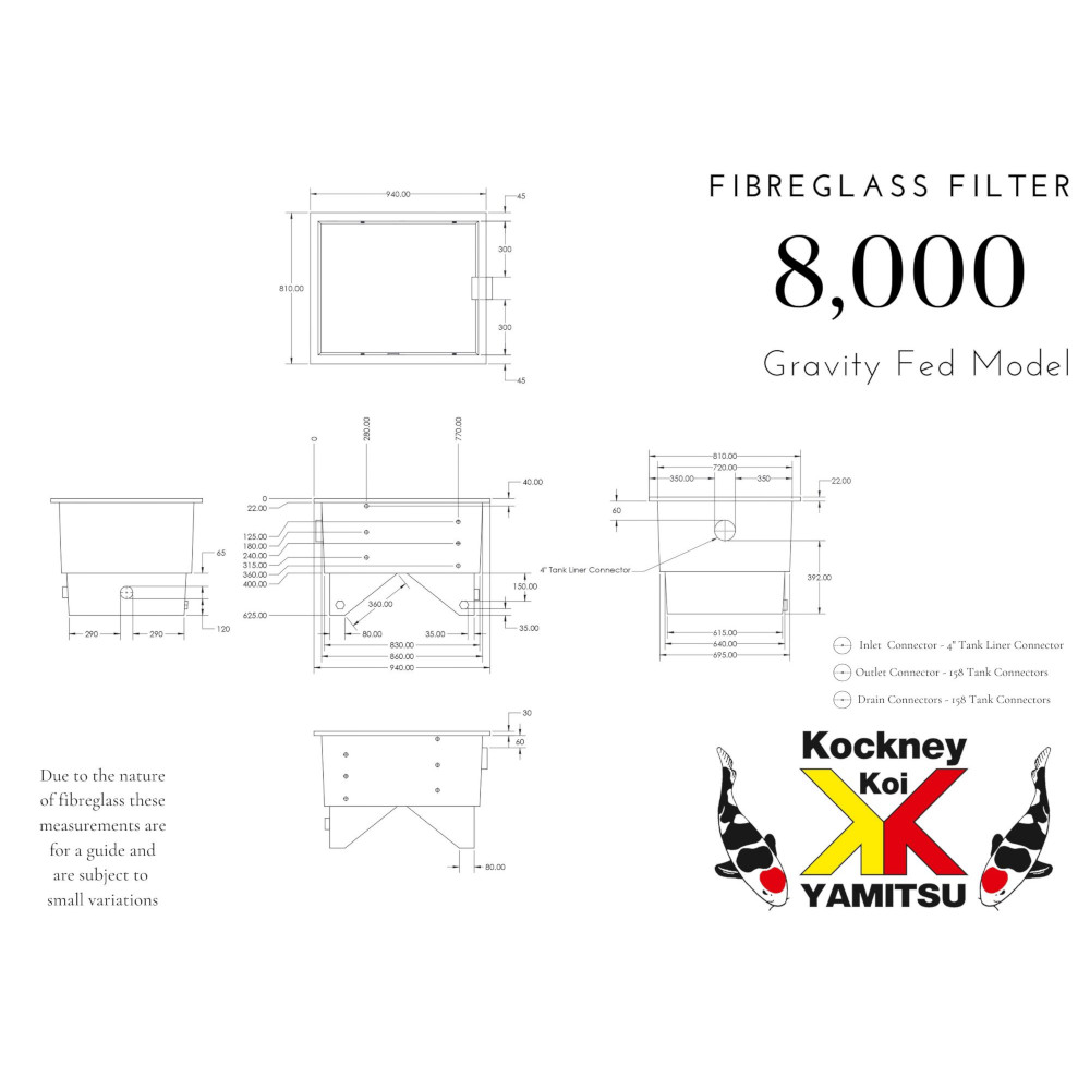 Kockney koi 8000 Fibreglass Filter dimensions