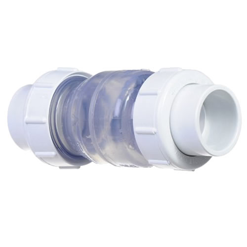 Visual Check-Non Return Clear Chamber Flapper Valves 63mm for Swimming Pools