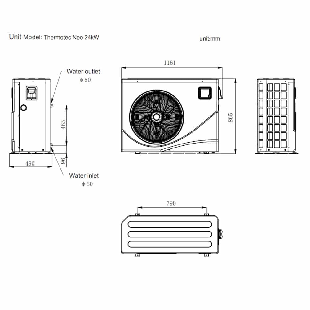 Thermotec Neo 24kW sizes Thermotec Neo 24kW sizes