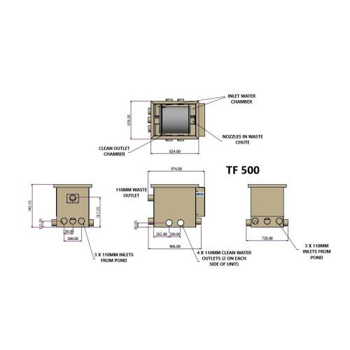 Burtons TF-500 Pond Drum Through-Flow Filter diagram Burtons TF-500 Pond Drum Through-Flow Filter diagram